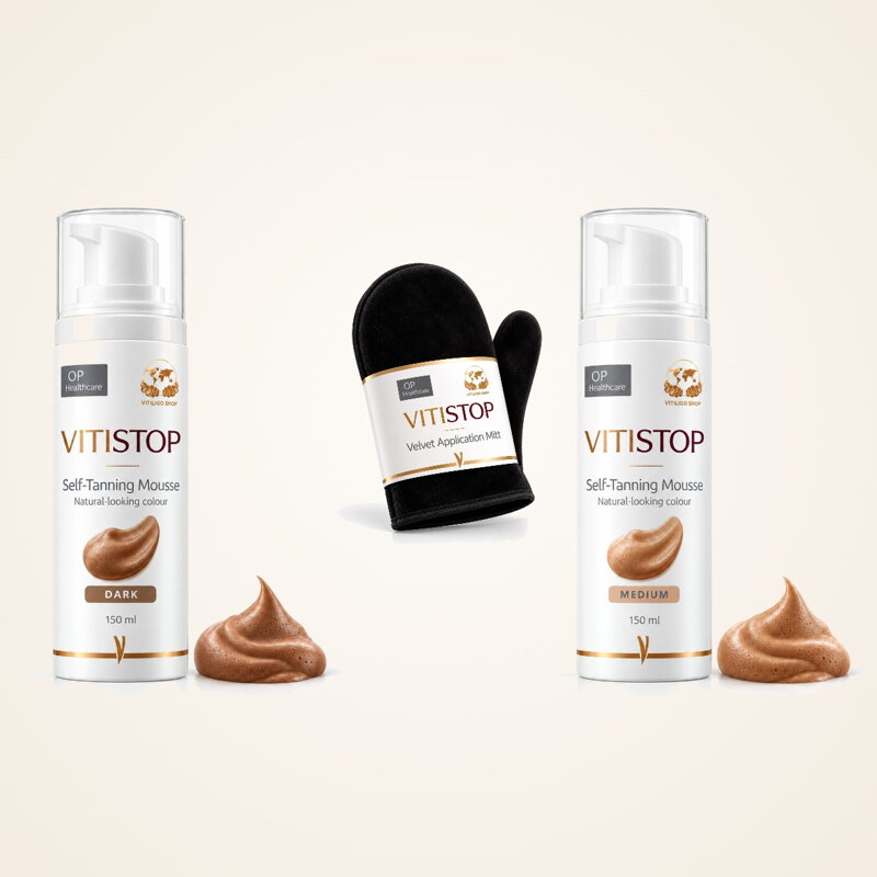 Vitistop önbarnító hab vitiligóra Velvet kesztyűvel
